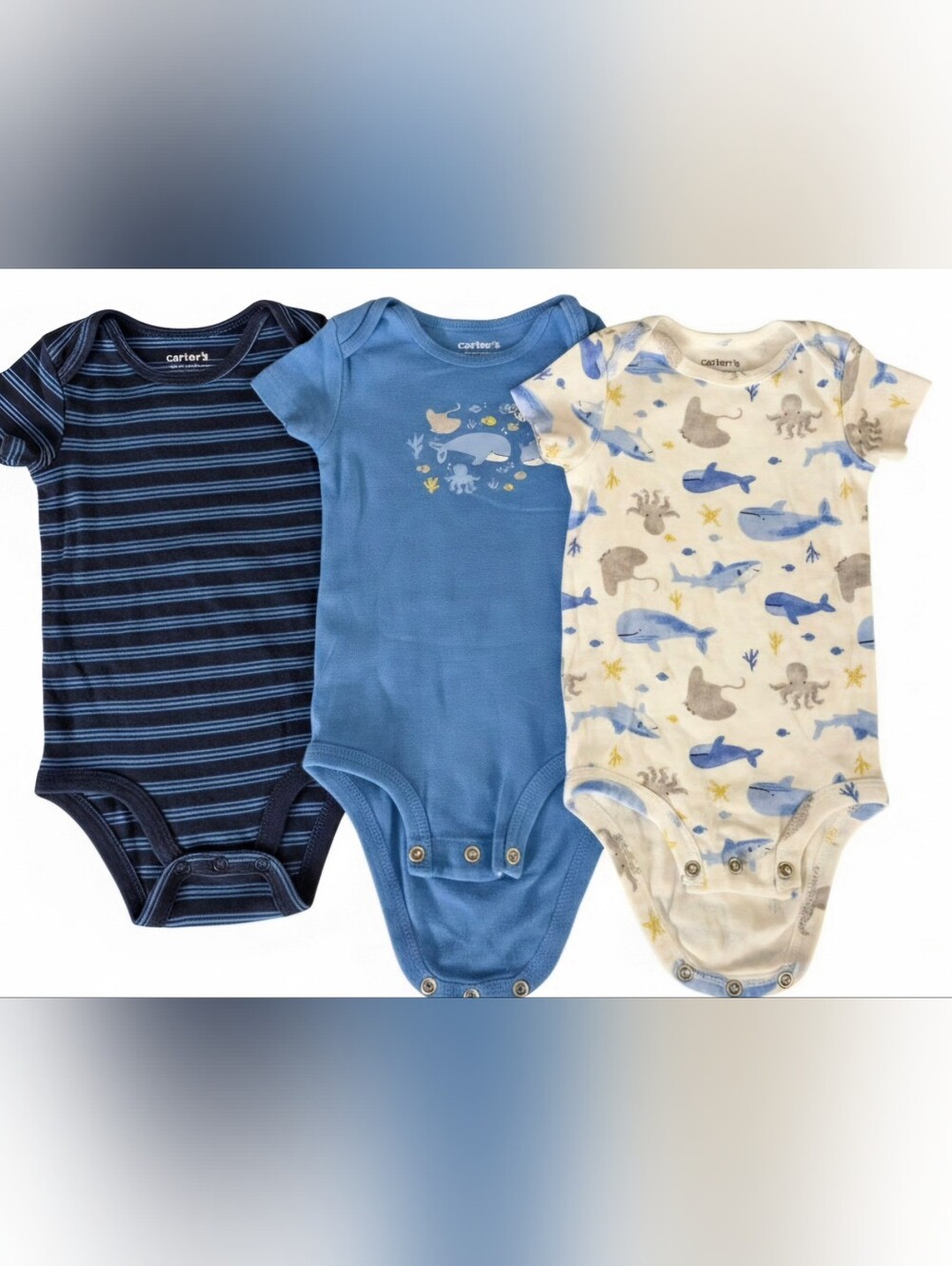 Carter's Ocean Print Bodysuit 3 Piece Set. 9 Months